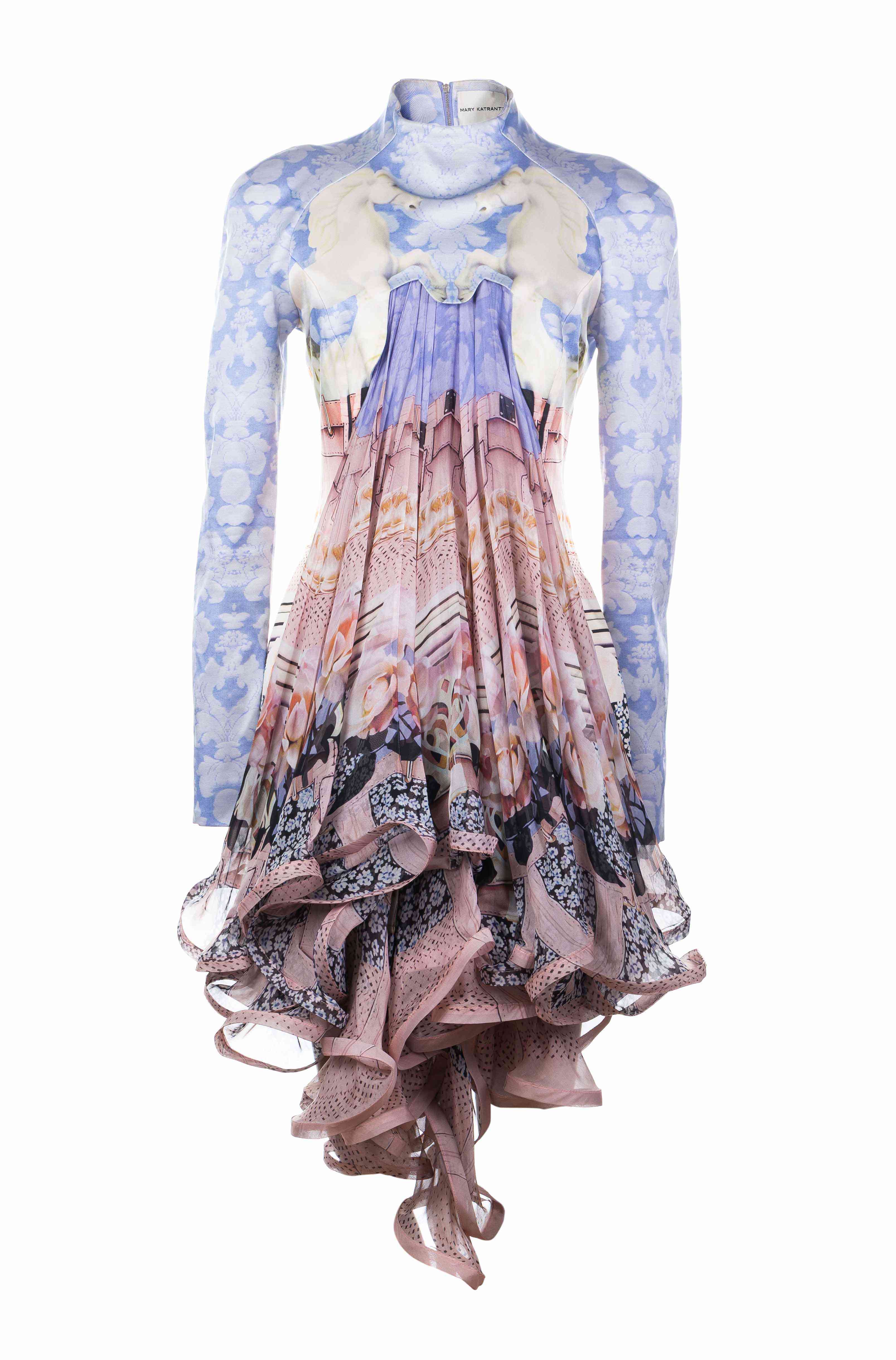 Mary Katrantzou - A couture blue padded silk ruffled dress, Fall 2012 ...