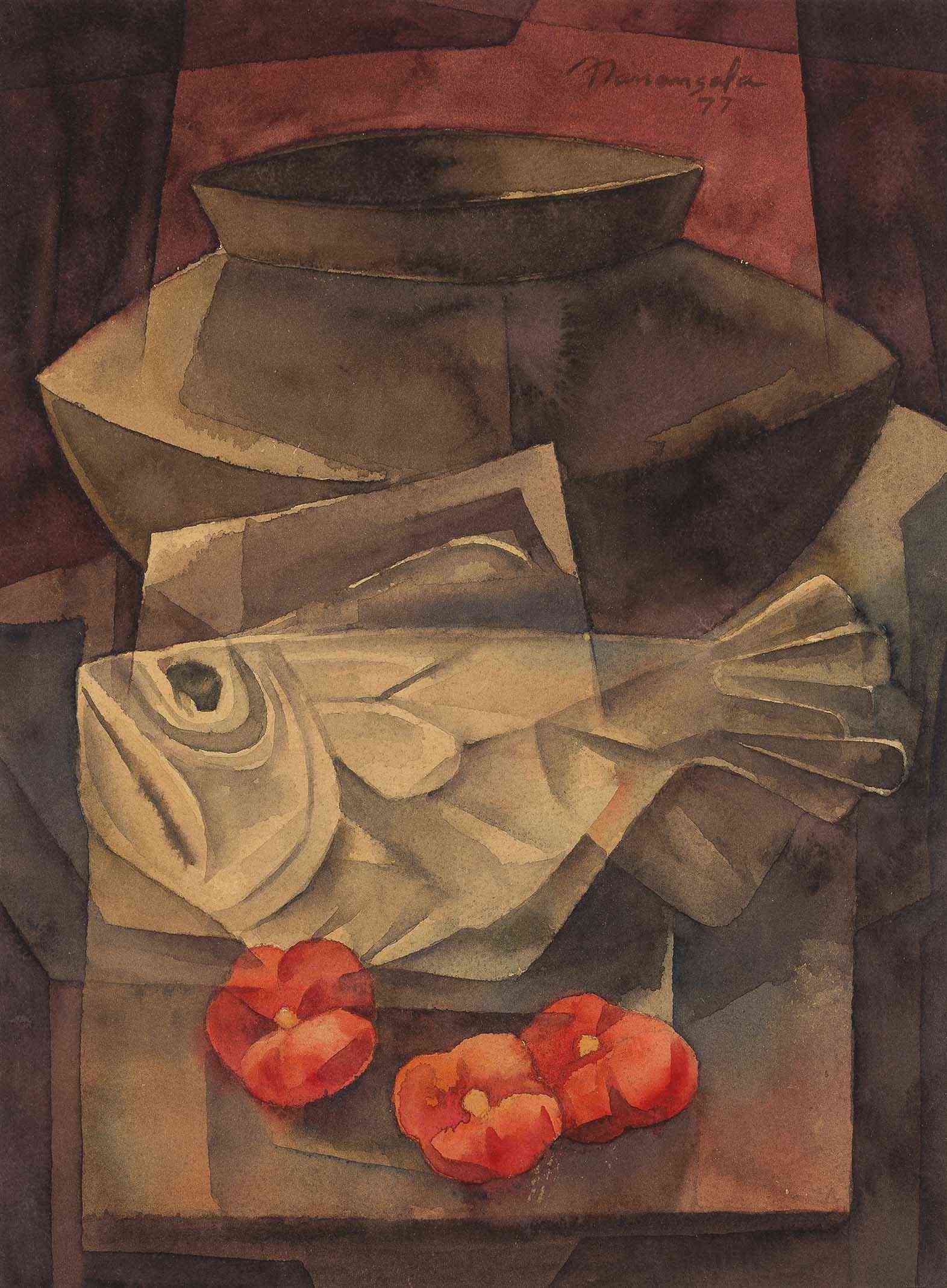 Vicente Manansala (19101981) Still Life with Jar and Fish