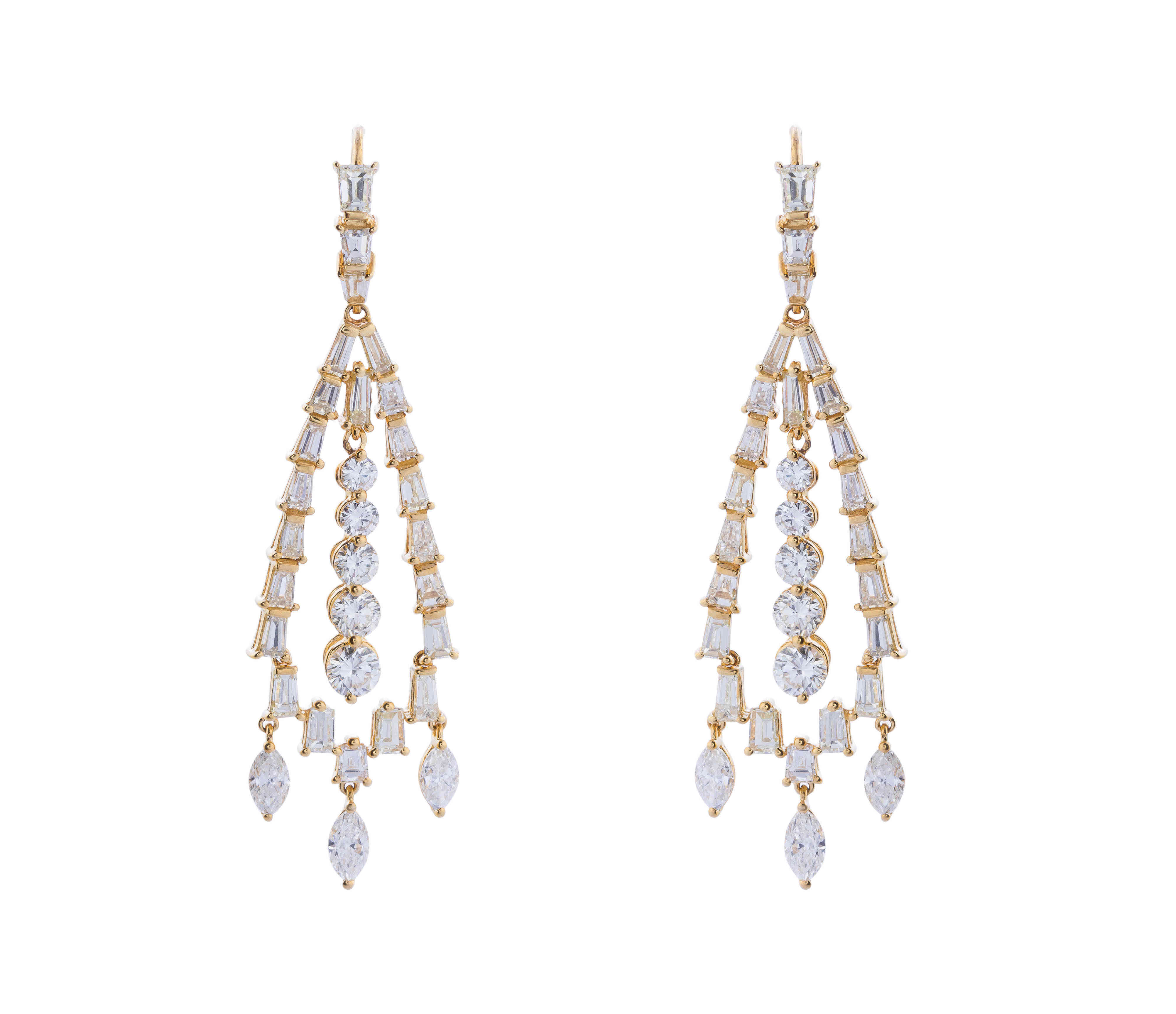 A pair of diamond chandelier earrings