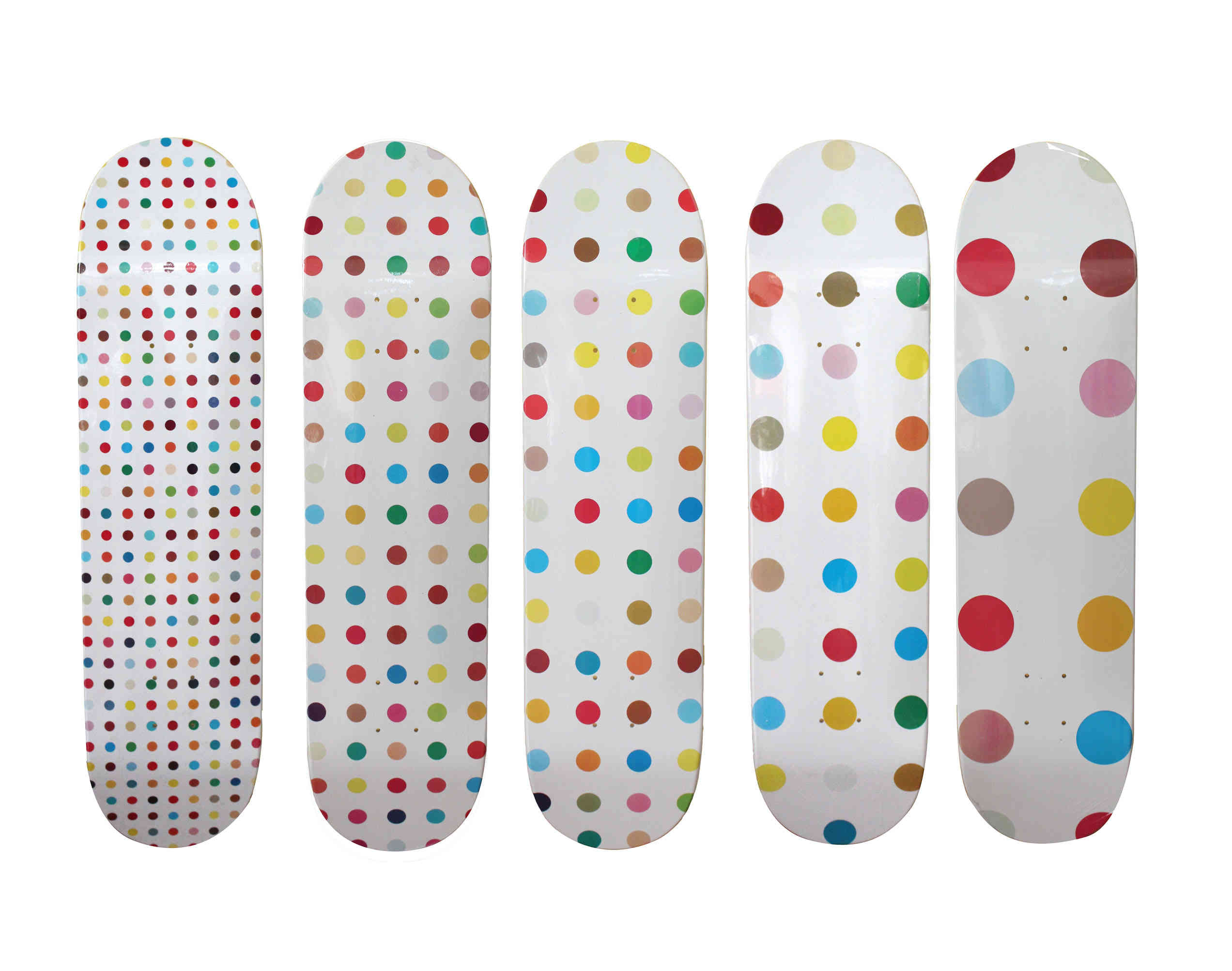 Damien Hirst - A lot of 5 Supreme 'Spot' skateboard decks